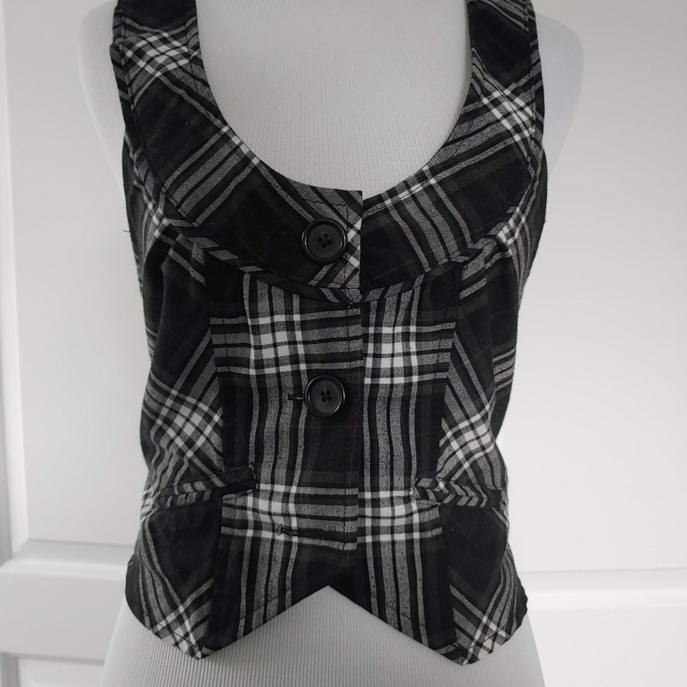 Grey Plaid Vest